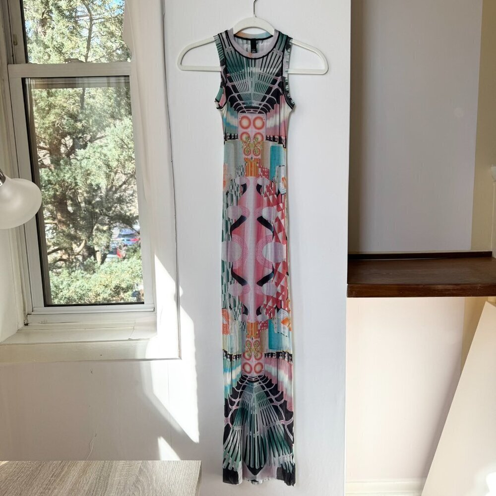 New Skims High Neck Summer Mesh l Maxi Dress Deco Train XS - Picture 4 of 10